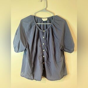 BUNDLE ONLY: Universal Thread Steel Blue Puff Sleeve Button Front Blouse EUC
